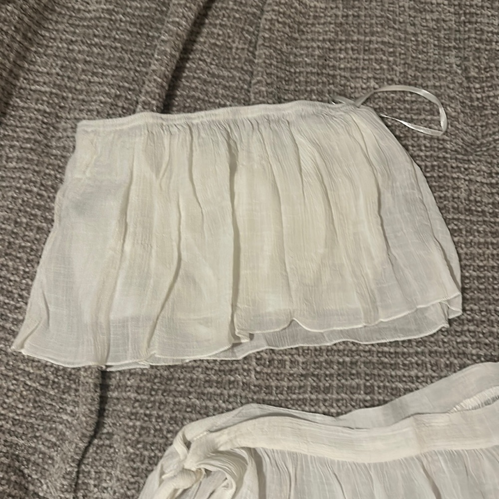 White see through swimsuit coverup (top+bottom)